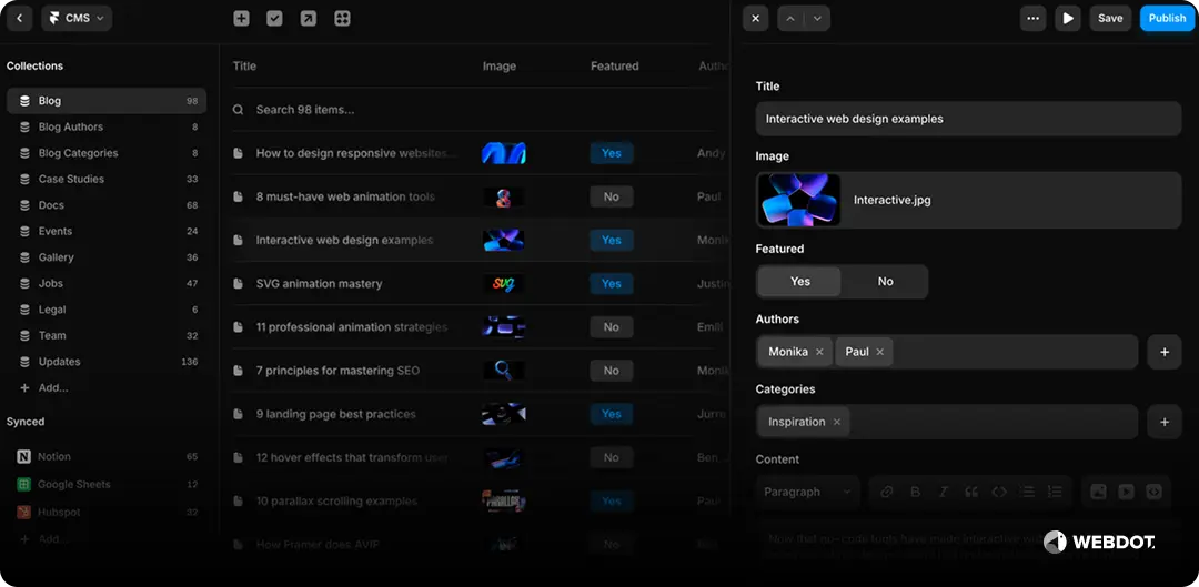 프레이머 에디터 화면
